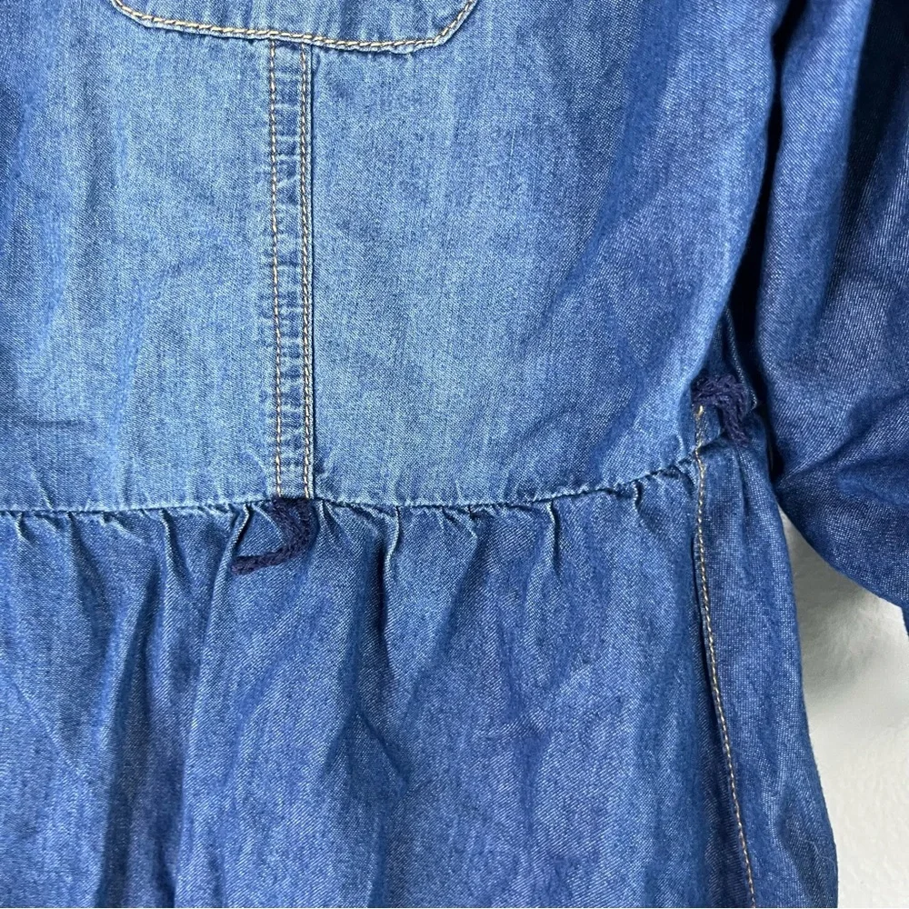 Justice Dress Girls 14/16 Blue Denim Chambray Embellished‎ Collar Roll Up Sleeve